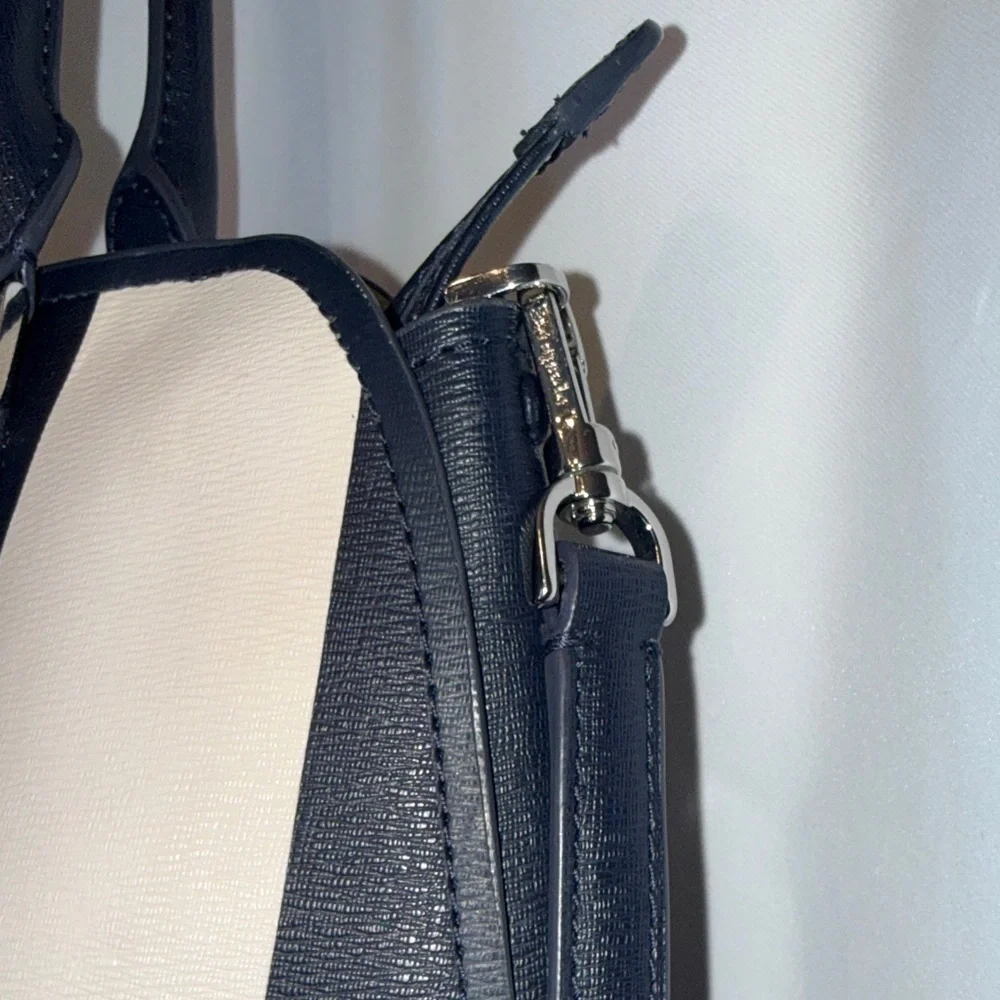 Kate Spade navy and White Striped Satchel